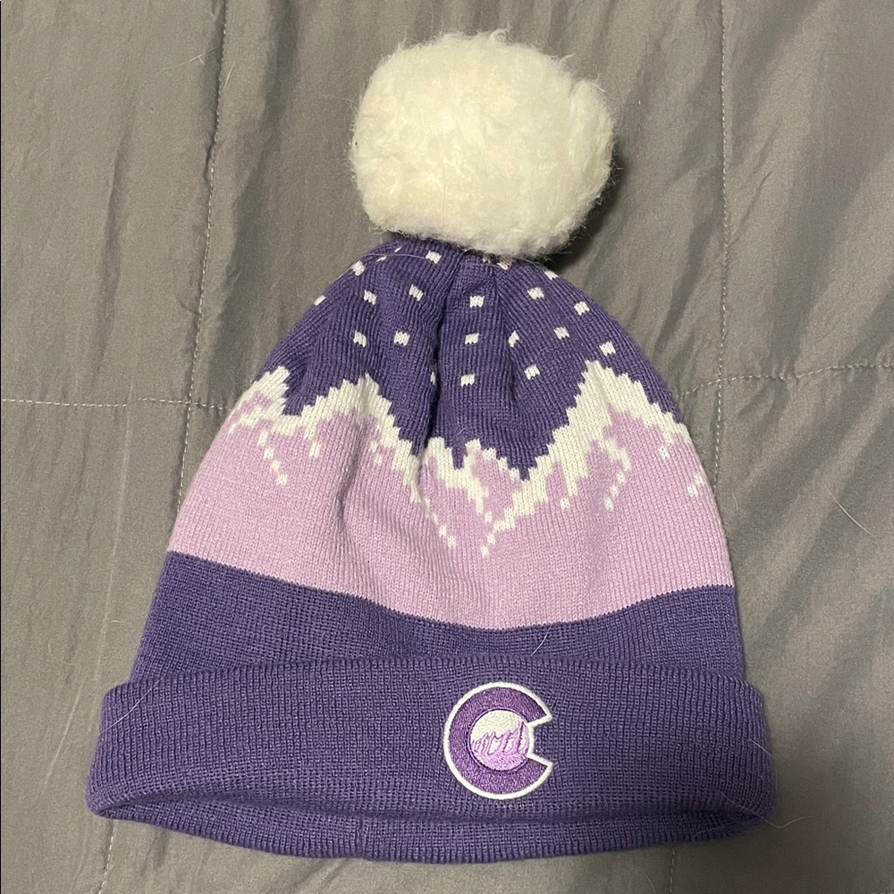 Boco Gear Purple and White Pom-Pom Beanie
